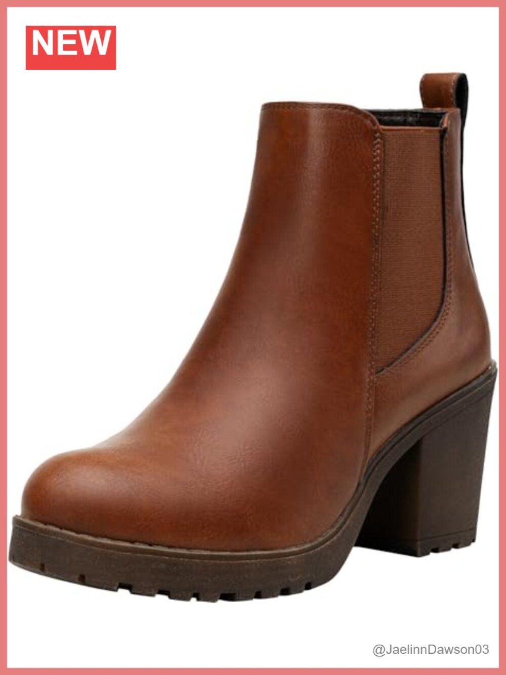 Faux Leather Platform Chelsea Ankle Boots Chunky Block Heel Booties